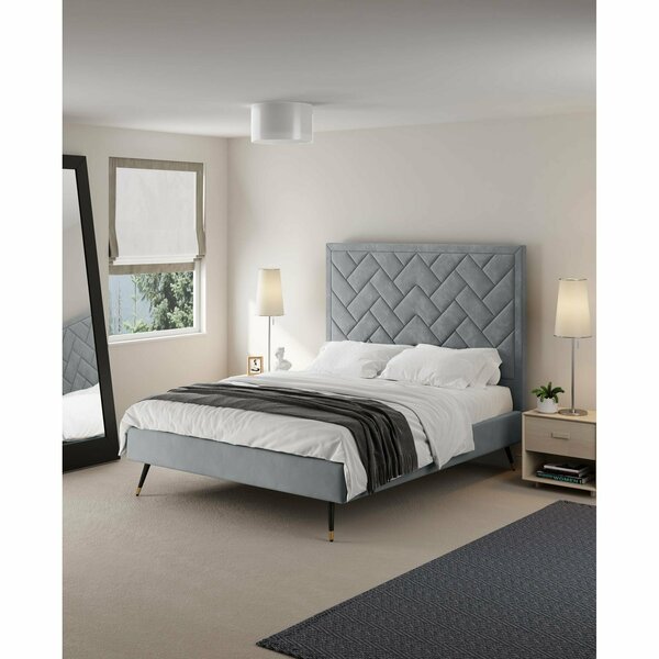 Manhattan Comfort Crosby Queen-Size Bed in Grey BD009-QN-GY